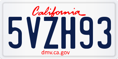 CA license plate 5VZH93