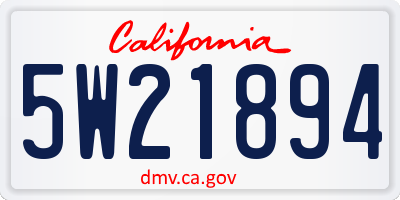 CA license plate 5W21894