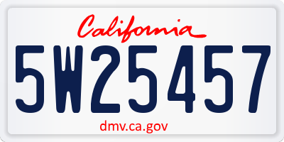 CA license plate 5W25457