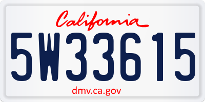 CA license plate 5W33615