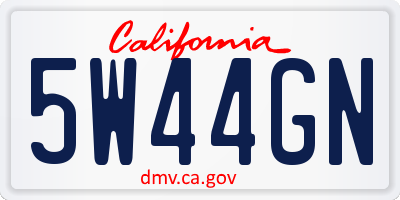 CA license plate 5W44GN