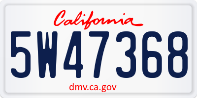 CA license plate 5W47368