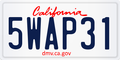 CA license plate 5WAP31