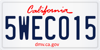 CA license plate 5WECO15