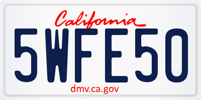 CA license plate 5WFE50