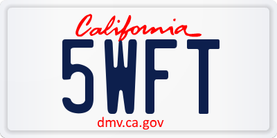 CA license plate 5WFT