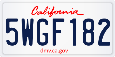 CA license plate 5WGF182