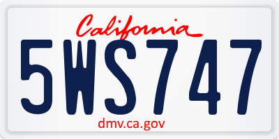 CA license plate 5WS747