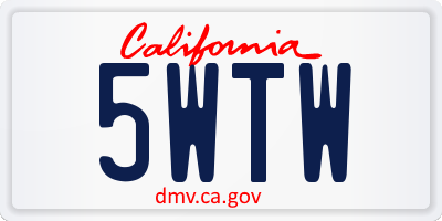 CA license plate 5WTW