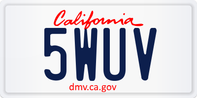 CA license plate 5WUV