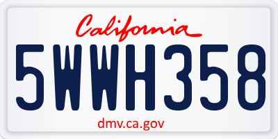 CA license plate 5WWH358