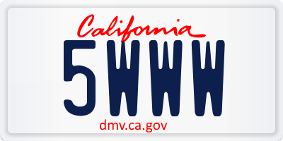 CA license plate 5WWW