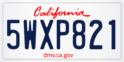 CA license plate 5WXP821