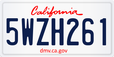CA license plate 5WZH261