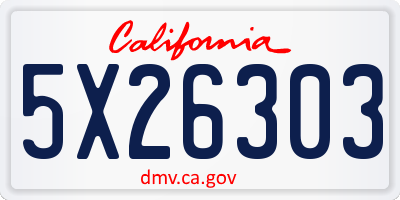 CA license plate 5X26303