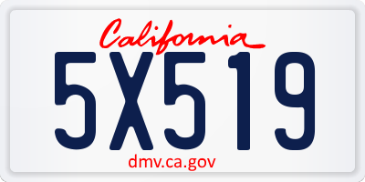 CA license plate 5X519