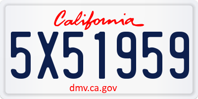 CA license plate 5X51959