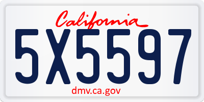 CA license plate 5X5597