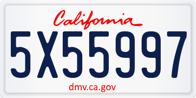 CA license plate 5X55997