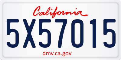 CA license plate 5X57015