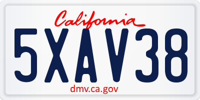 CA license plate 5XAV38