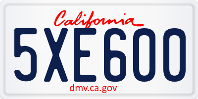 CA license plate 5XE600