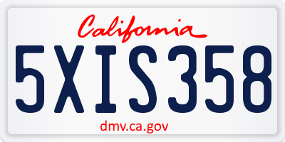 CA license plate 5XIS358