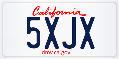 CA license plate 5XJX