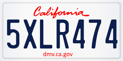 CA license plate 5XLR474