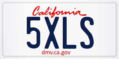 CA license plate 5XLS