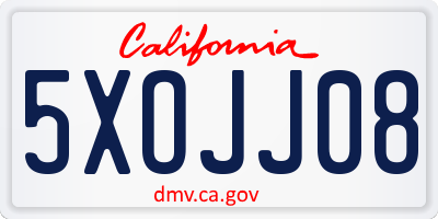 CA license plate 5XOJJ08