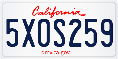 CA license plate 5XOS259