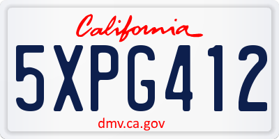 CA license plate 5XPG412
