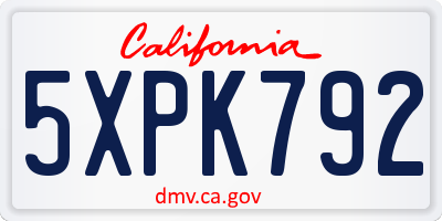 CA license plate 5XPK792