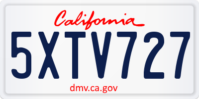 CA license plate 5XTV727