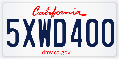 CA license plate 5XWD400