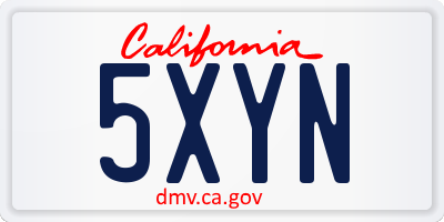 CA license plate 5XYN