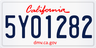 CA license plate 5Y01282