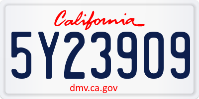 CA license plate 5Y23909