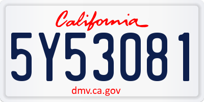 CA license plate 5Y53081