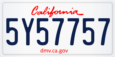 CA license plate 5Y57757