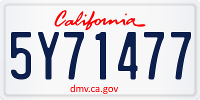 CA license plate 5Y71477