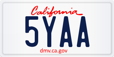 CA license plate 5YAA