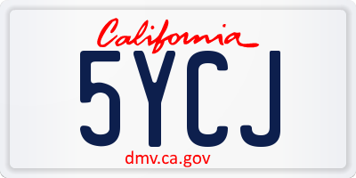 CA license plate 5YCJ