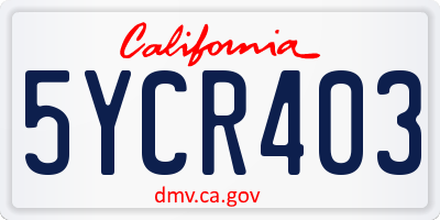 CA license plate 5YCR403