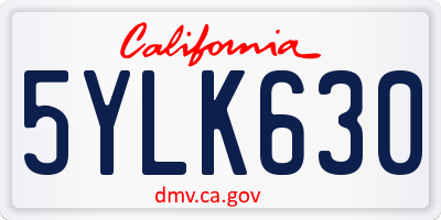 CA license plate 5YLK630