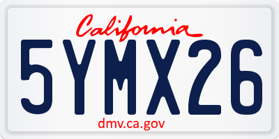 CA license plate 5YMX26