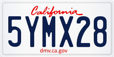 CA license plate 5YMX28