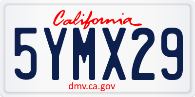 CA license plate 5YMX29