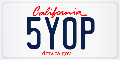 CA license plate 5YOP